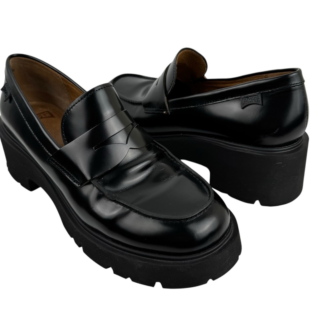 Camper Black Leather Loafers